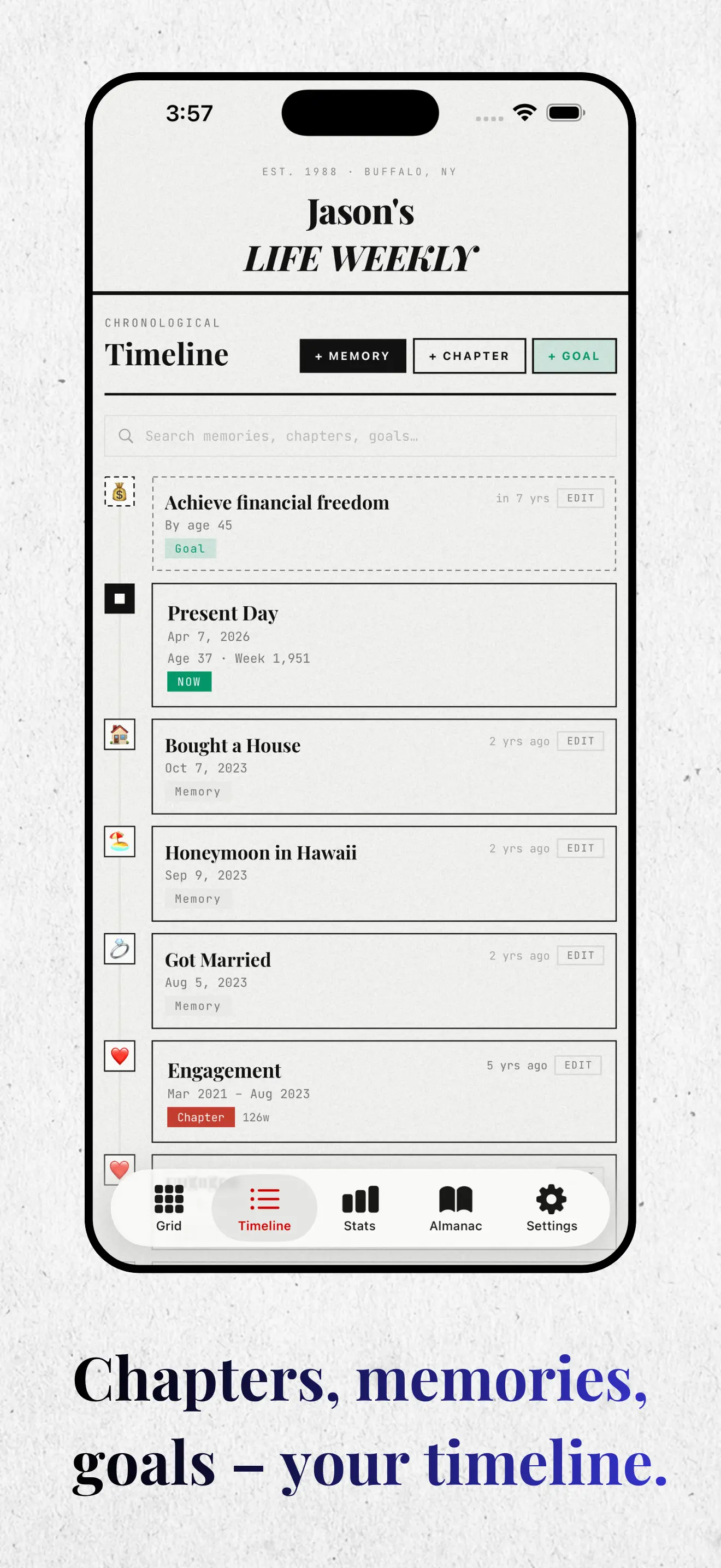 Your Life Weekly — Home screen widgets