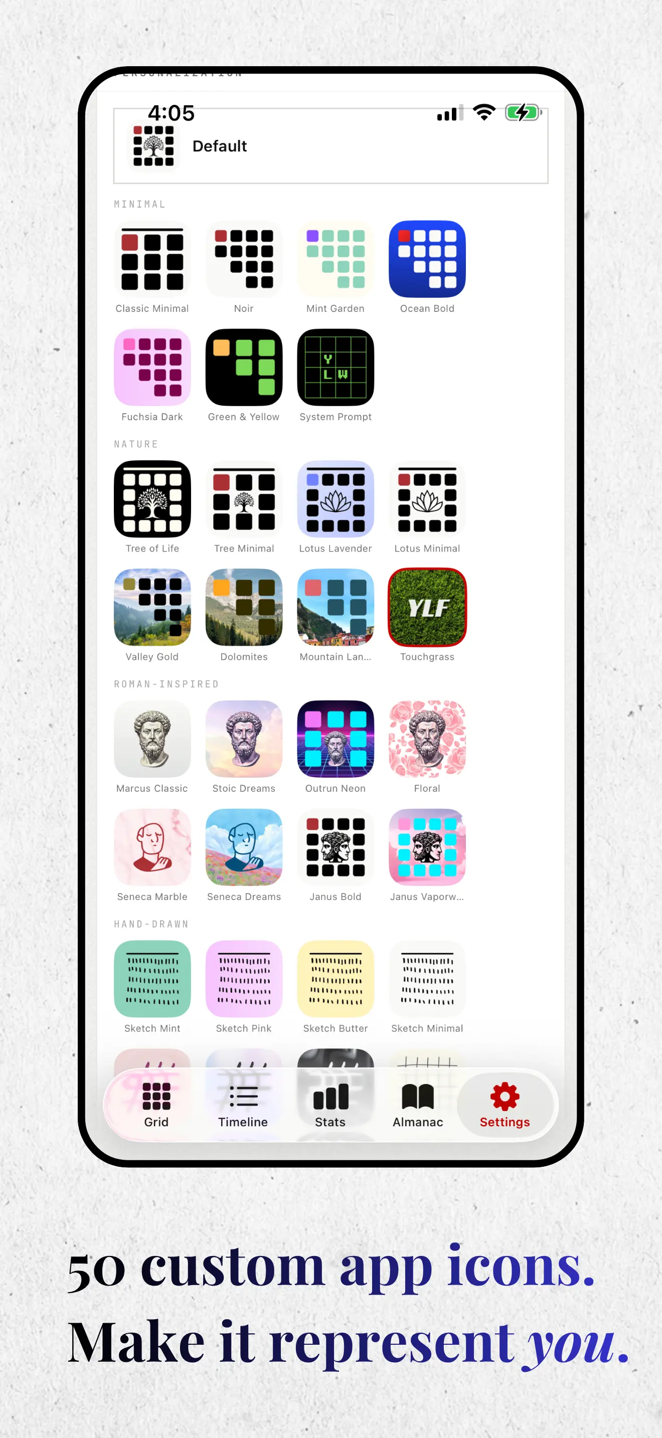 Your Life Weekly — Print your life grid export in letter and poster sizes